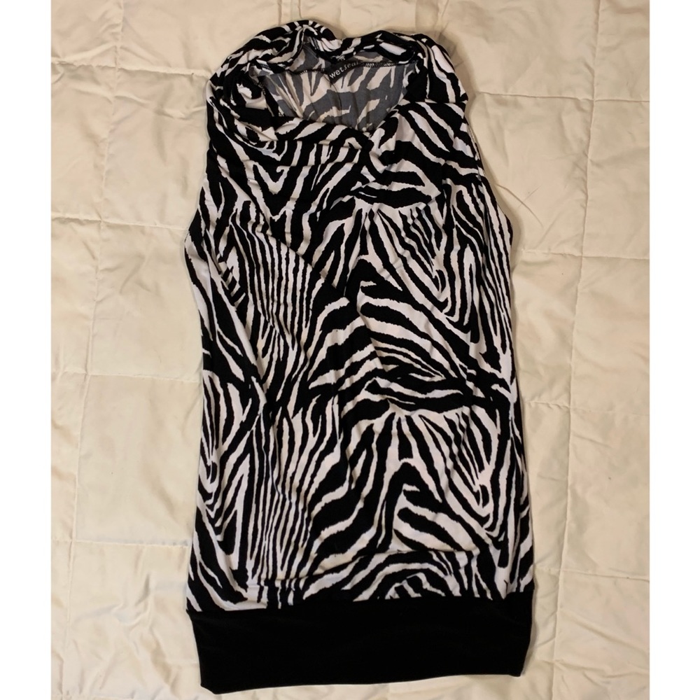 Cowlneck zebra print blouse